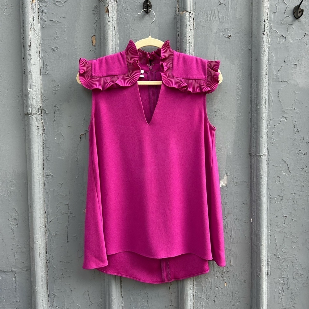 Co collection pink ruffle collar blouse, size Sm
